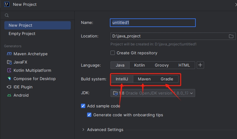 IntelliJ IDEA 中 "IntelliJ"、 "Maven"和 "Gradle"构建系统之间的区别？