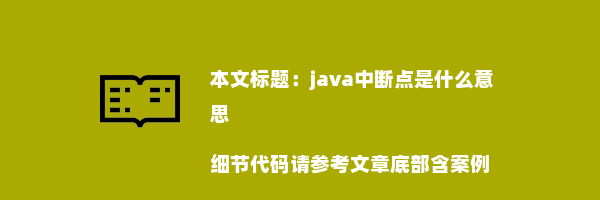 java中断点是什么意思