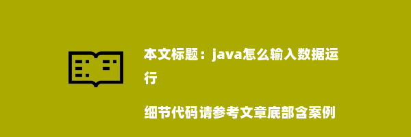 java怎么输入数据运行